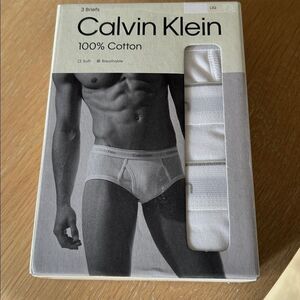 Calvin Klein 100% Cotton Briefs 3 Pack, White, Size Large, NWT open